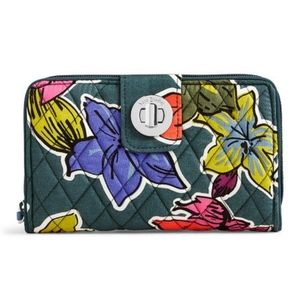Vera Bradley floral RFID turnlock wallet, green